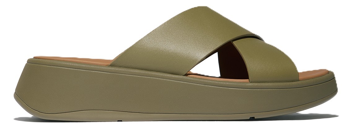 Fitflop F-Mode Leather Flatform Cross Slides