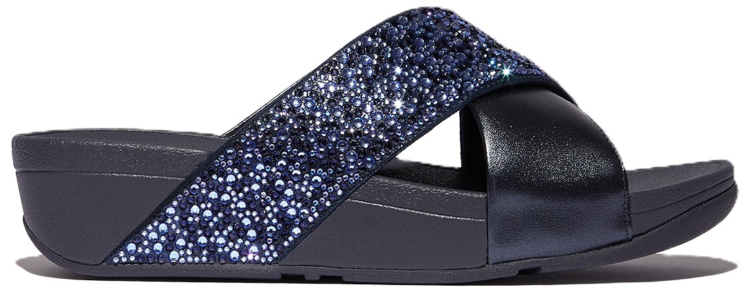 Fitflop Lulu Crystal-Mix Metallic Cross Slides