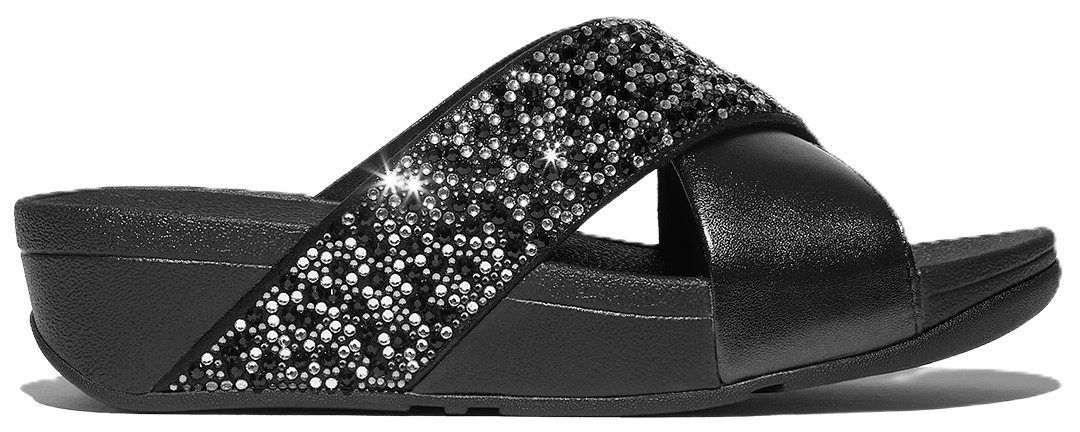 Fitflop Lulu Crystal-Mix Metallic Cross Slides