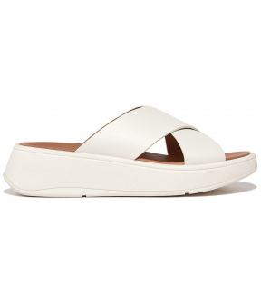 F-Mode Leather Flatform Cross Slides