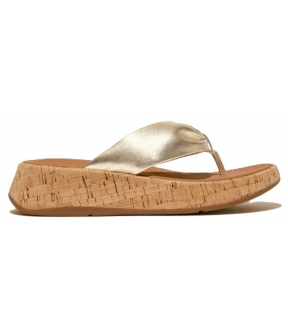 F-Mode Leather-Twist Flatform Toe-Thongs