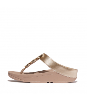 Halo Bead-Circle Metallic Toe-Post Sandals