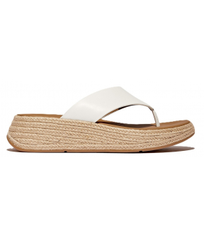 F-Mode Espadrille Leather Flatform T-Post Sandals