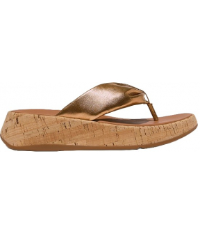 F-Mode Leather-Twist Flatform Toe-Thongs