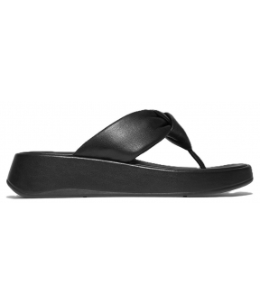 F-Mode Knot Soft-Leather Flatform Toe-Post Sandals