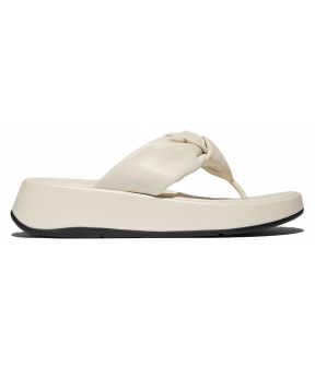 F-Mode Knot Soft-Leather Flatform Toe-Post Sandals